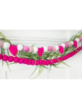 Hot Pink Felt Ball Garland String